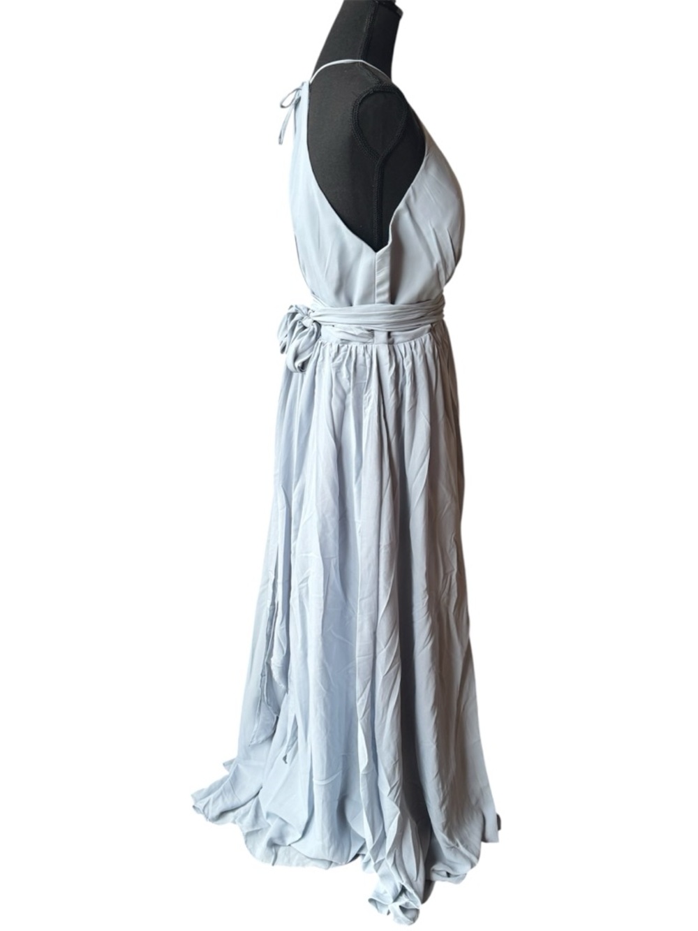 Sleeveless Pleated Halter Maxi Dress in Dusty Blue 16 - Picture 5 of 6